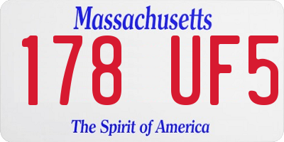 MA license plate 178UF5