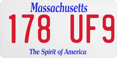 MA license plate 178UF9