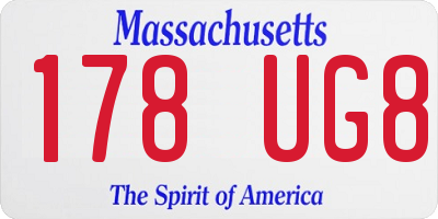 MA license plate 178UG8