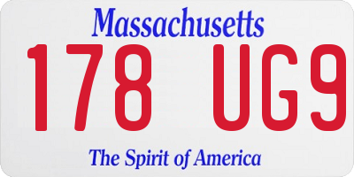 MA license plate 178UG9