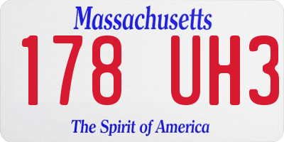 MA license plate 178UH3