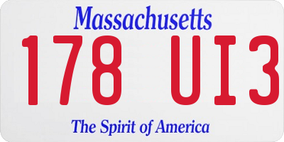 MA license plate 178UI3