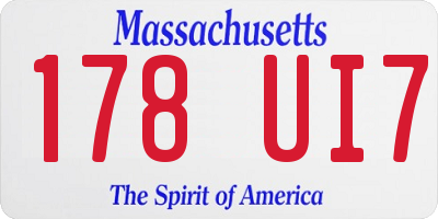 MA license plate 178UI7
