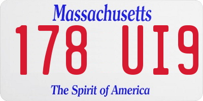 MA license plate 178UI9