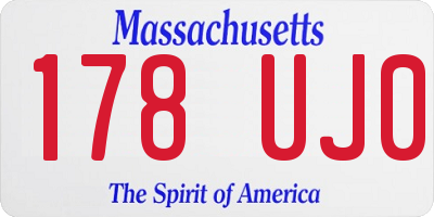 MA license plate 178UJ0