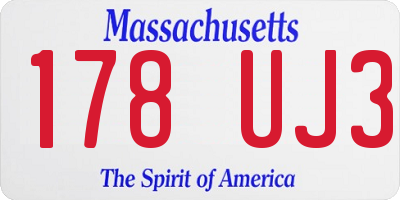 MA license plate 178UJ3