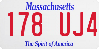 MA license plate 178UJ4