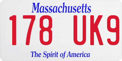 MA license plate 178UK9