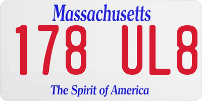 MA license plate 178UL8