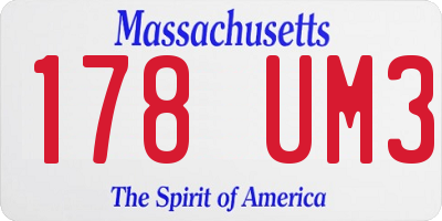 MA license plate 178UM3