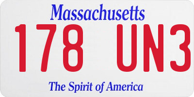 MA license plate 178UN3