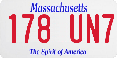 MA license plate 178UN7
