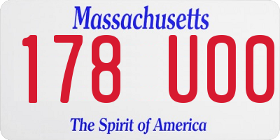 MA license plate 178UO0