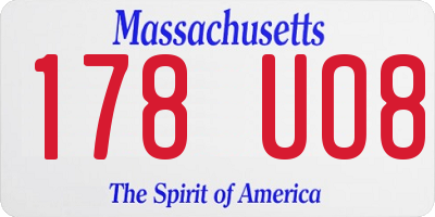 MA license plate 178UO8