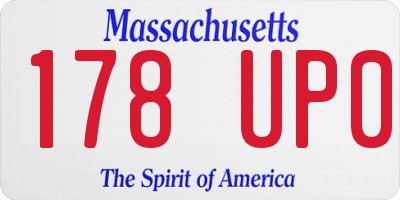 MA license plate 178UP0