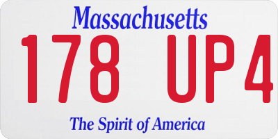 MA license plate 178UP4