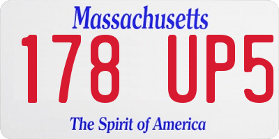 MA license plate 178UP5