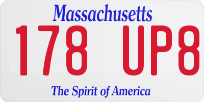 MA license plate 178UP8