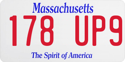 MA license plate 178UP9