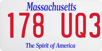MA license plate 178UQ3