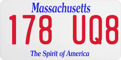 MA license plate 178UQ8