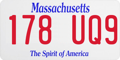 MA license plate 178UQ9