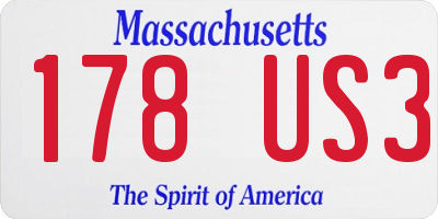 MA license plate 178US3