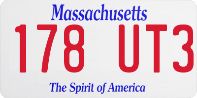 MA license plate 178UT3