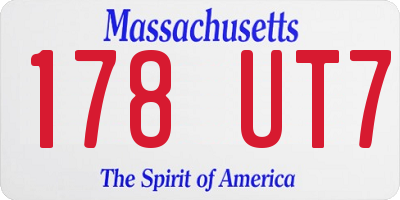 MA license plate 178UT7