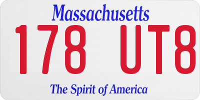 MA license plate 178UT8