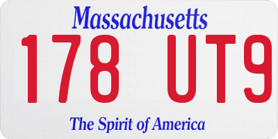 MA license plate 178UT9