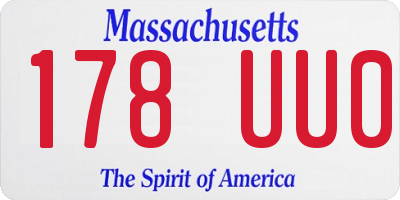 MA license plate 178UU0