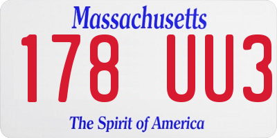 MA license plate 178UU3
