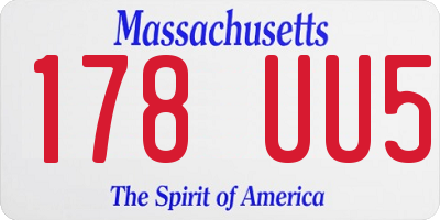 MA license plate 178UU5