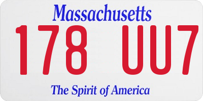 MA license plate 178UU7