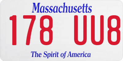 MA license plate 178UU8
