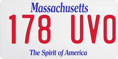 MA license plate 178UV0