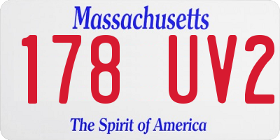 MA license plate 178UV2