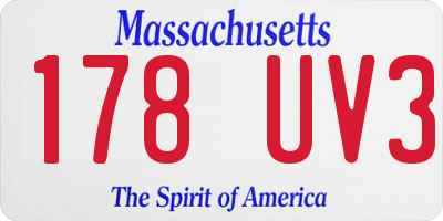 MA license plate 178UV3