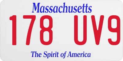 MA license plate 178UV9