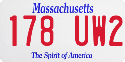 MA license plate 178UW2