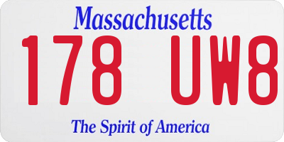 MA license plate 178UW8