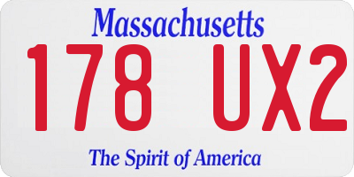 MA license plate 178UX2