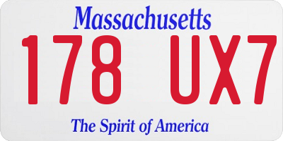 MA license plate 178UX7