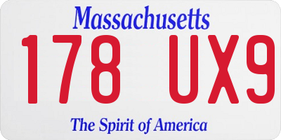 MA license plate 178UX9