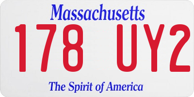 MA license plate 178UY2