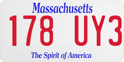 MA license plate 178UY3