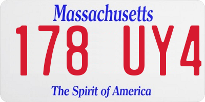 MA license plate 178UY4