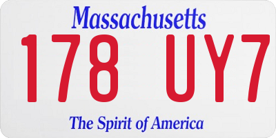 MA license plate 178UY7