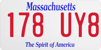 MA license plate 178UY8
